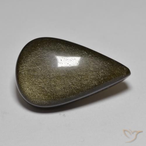 Obsidiana Preto com Bronze Natural 17.42ct, Formato de pêra, Opaco