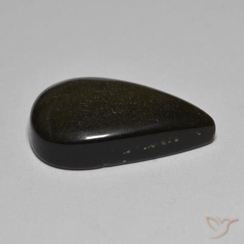 Obsidiana Preto com Bronze Natural 17.42ct, Formato de pêra, Opaco