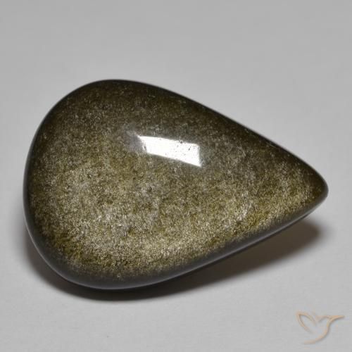 Obsidiana Preto com Bronze Natural 16.17ct, Formato de pêra, Opaco