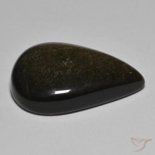 Obsidiana Preto com Bronze Natural 16.17ct, Formato de pêra, Opaco