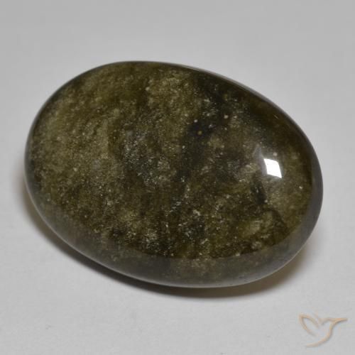 Obsidiana Preto com Bronze Natural 18.03ct, oval, Opaco