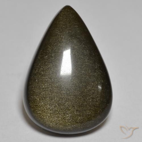 Obsidiana Preto com brilho dourado Natural 15.09ct, Formato de pêra, Opaco