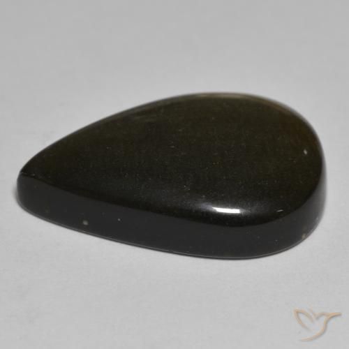 Obsidiana Preto com brilho dourado Natural 15.09ct, Formato de pêra, Opaco
