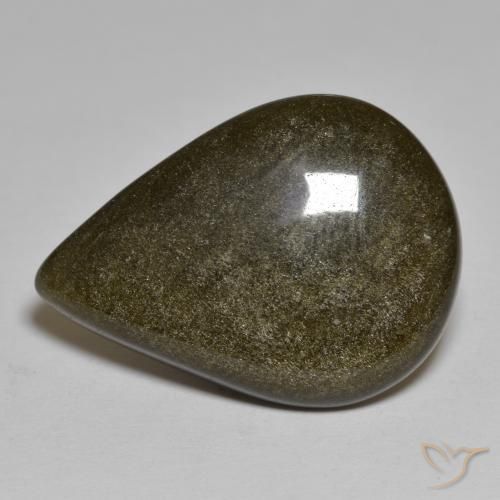 16.54ct Natural Preto com Bronze Obsidiana, Formato de pêra, Opaco