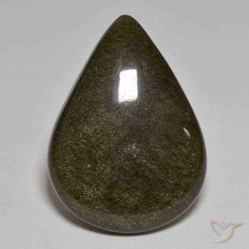 Obsidiana Preto com Bronze Natural 16.54ct, Formato de pêra, Opaco