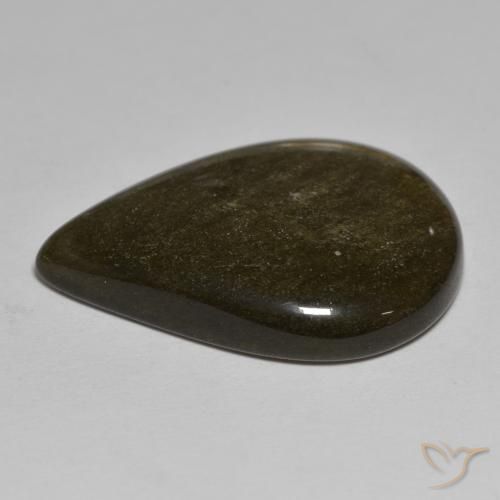 Obsidiana Preto com Bronze Natural 16.54ct, Formato de pêra, Opaco