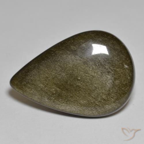 Obsidiana Marrom Escuro Claro Natural 17.94ct, Formato de pêra, Opaco