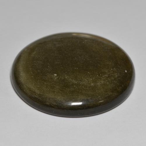 Obsidiana Preto com brilho dourado Natural 40.64ct, Corte Redondo, Opaco