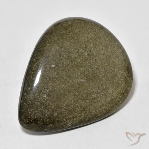 22.83ct Natural Preto com brilho dourado Obsidiana, Formato de pêra, Opaco