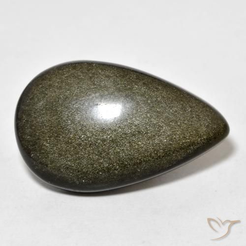 19.39ct Natural Preto com brilho dourado Obsidiana, Formato de pêra, Opaco