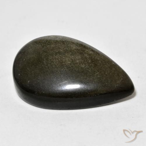 Obsidiana Preto com brilho dourado Natural 19.39ct, Formato de pêra, Opaco