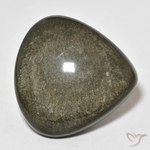 26.99ct Natural Preto com brilho dourado Obsidiana, Formato de pêra, Opaco