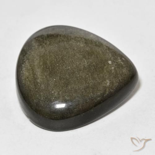Obsidiana Preto com brilho dourado Natural 26.99ct, Formato de pêra, Opaco