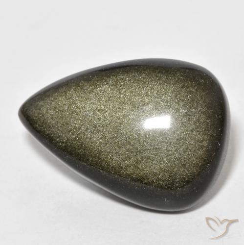 Obsidiana Preto amarronzado Natural 18.65ct, Formato de pêra, Opaco