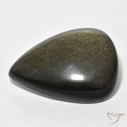 Obsidiana Preto amarronzado Natural 18.65ct, Formato de pêra, Opaco