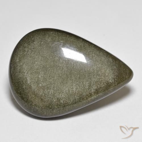 28.97ct Natural Preto com brilho dourado Obsidiana, Formato de pêra, Opaco
