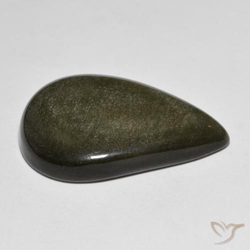 Obsidiana Preto com brilho dourado Natural 28.97ct, Formato de pêra, Opaco
