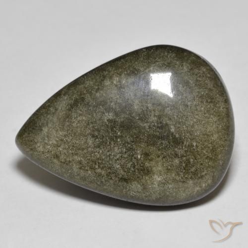 27.67ct Natural Preto com brilho dourado Obsidiana, Formato de pêra, Opaco