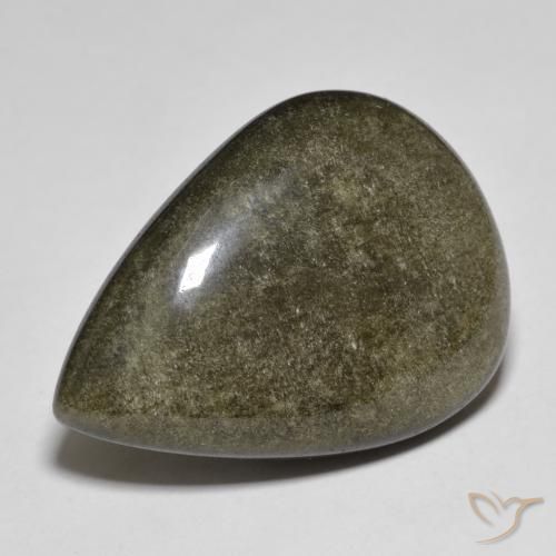 Obsidiana Preto com brilho dourado Natural 27.67ct, Formato de pêra, Opaco
