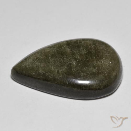 Obsidiana Preto com brilho dourado Natural 27.67ct, Formato de pêra, Opaco