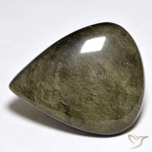 42.04ct Natural Preto amarronzado Obsidiana, Formato de pêra, Opaco