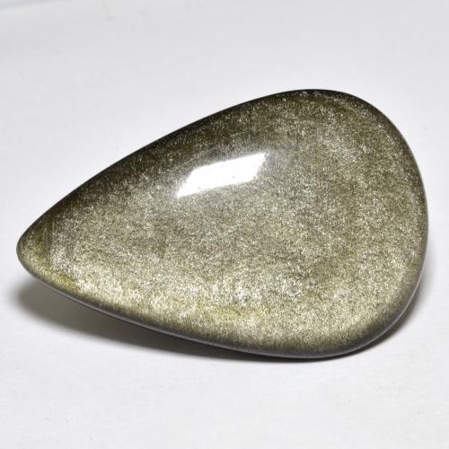 Obsidiana dourado natural 27,20ct, formato de pêra, opaco