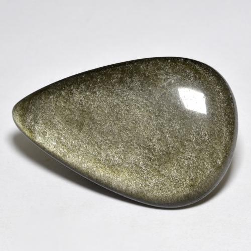 Obsidiana dourado natural 27,20ct, formato de pêra, opaco