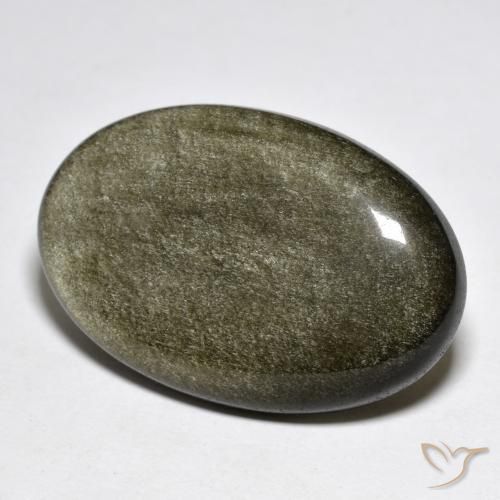 30.38ct Natural Preto com brilho dourado Obsidiana, oval, Opaco