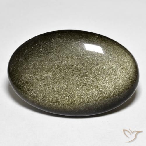 30.47ct Natural Preto com brilho dourado Obsidiana, oval, Opaco