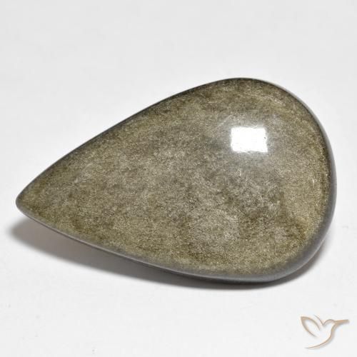 Obsidiana Preto amarronzado Natural 38.92ct, Formato de pêra, Opaco