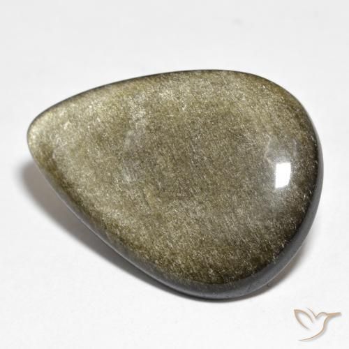 Obsidiana Preto com brilho dourado Natural 19.79ct, Formato de pêra, Opaco