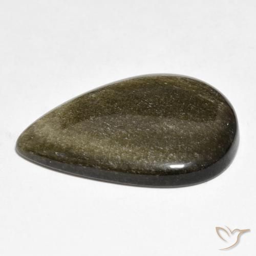 Obsidiana Preto com brilho dourado Natural 19.79ct, Formato de pêra, Opaco