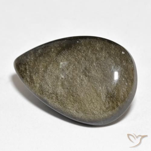 22.95ct Natural Preto com brilho dourado Obsidiana, Formato de pêra, Opaco