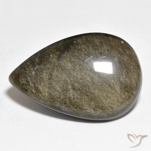 Obsidiana Preto com brilho dourado Natural 22.95ct, Formato de pêra, Opaco