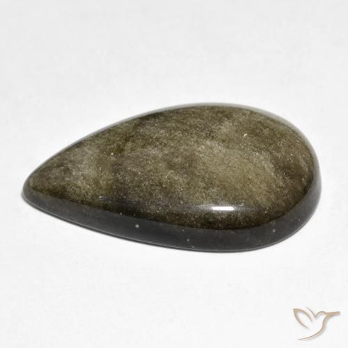 Obsidiana Preto com brilho dourado Natural 22.95ct, Formato de pêra, Opaco