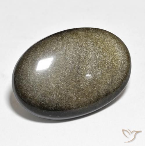 Obsidiana Preto com brilho dourado Natural 25.40ct, oval, Opaco