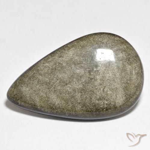 Obsidiana Preto amarronzado Natural 25.86ct, Formato de pêra, Opaco