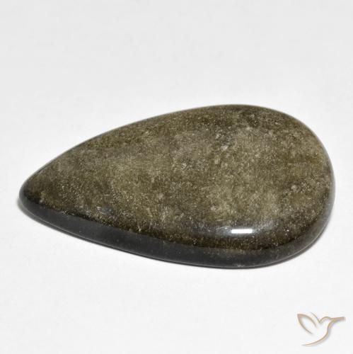 Obsidiana Preto amarronzado Natural 25.86ct, Formato de pêra, Opaco