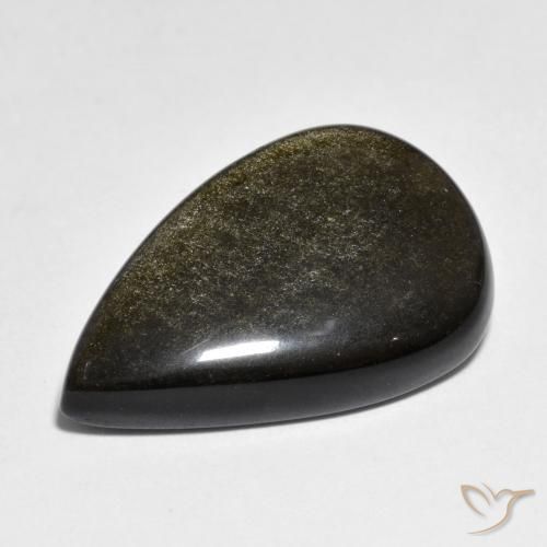 Obsidiana Preto com brilho dourado Natural 18.27ct, Formato de pêra, Opaco