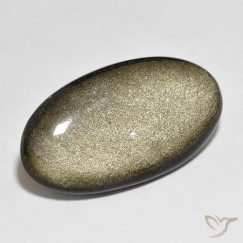 21.84ct Natural Preto com brilho dourado Obsidiana, oval, Opaco