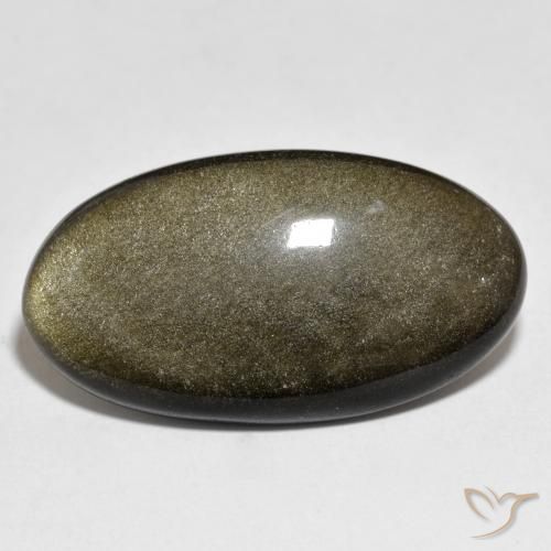 Obsidiana Preto com brilho dourado Natural 21.84ct, Corte Oval, Opaco
