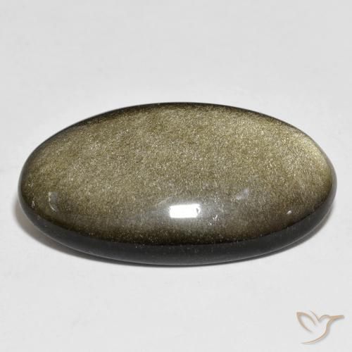 Obsidiana Preto com brilho dourado Natural 21.84ct, Corte Oval, Opaco