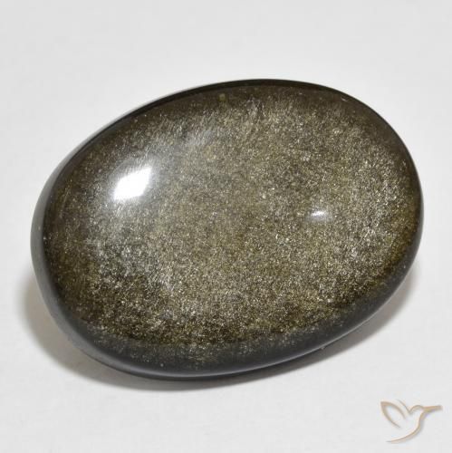 Obsidiana Preto com brilho dourado Natural 22.54ct, oval, Opaco