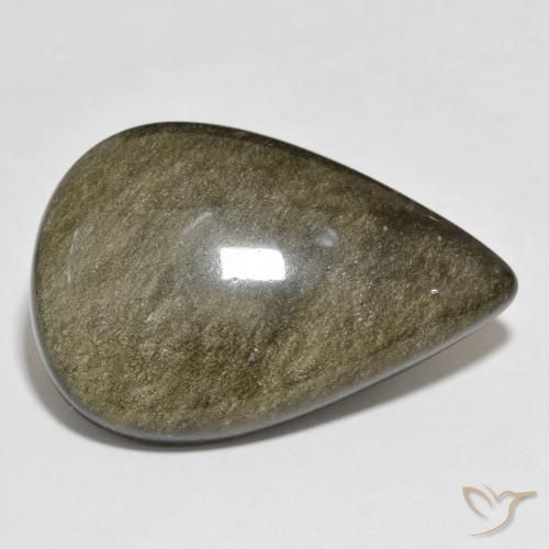 29.01ct Natural Preto com brilho dourado Obsidiana, Formato de pêra, Opaco