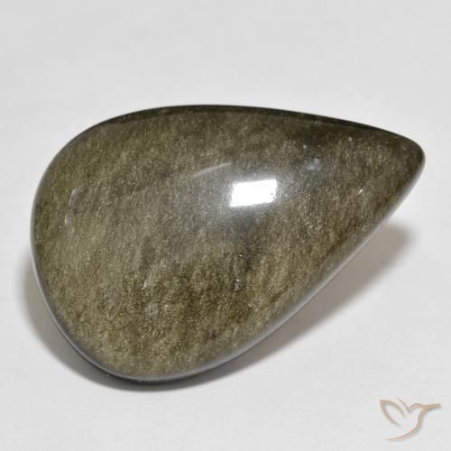 Obsidiana Preto com brilho dourado Natural 29.01ct, Formato de pêra, Opaco