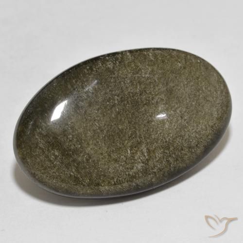 Obsidiana Preto com brilho dourado Natural 27.98ct, Corte Oval, Opaco