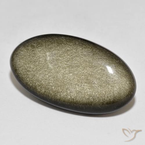 33.15ct Natural Preto com brilho dourado Obsidiana, oval, Opaco