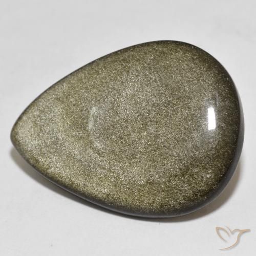 26.37ct Natural Preto com brilho dourado Obsidiana, Formato de pêra, Opaco