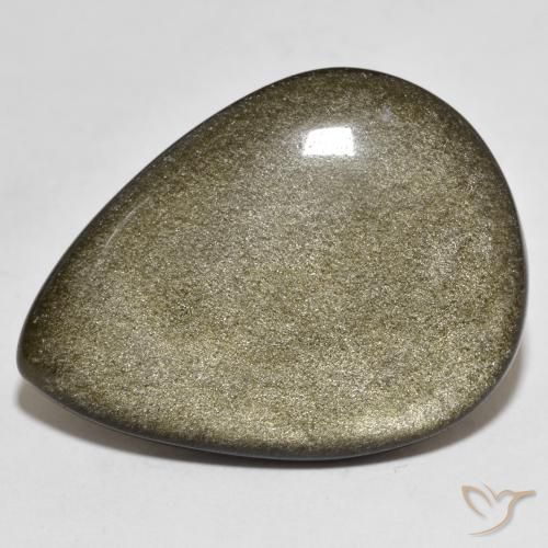 Obsidiana Preto com brilho dourado Natural 26.37ct, Formato de pêra, Opaco