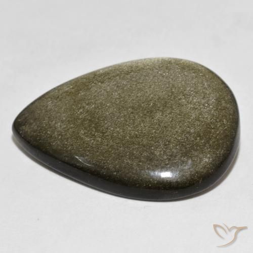 Obsidiana Preto com brilho dourado Natural 26.37ct, Formato de pêra, Opaco